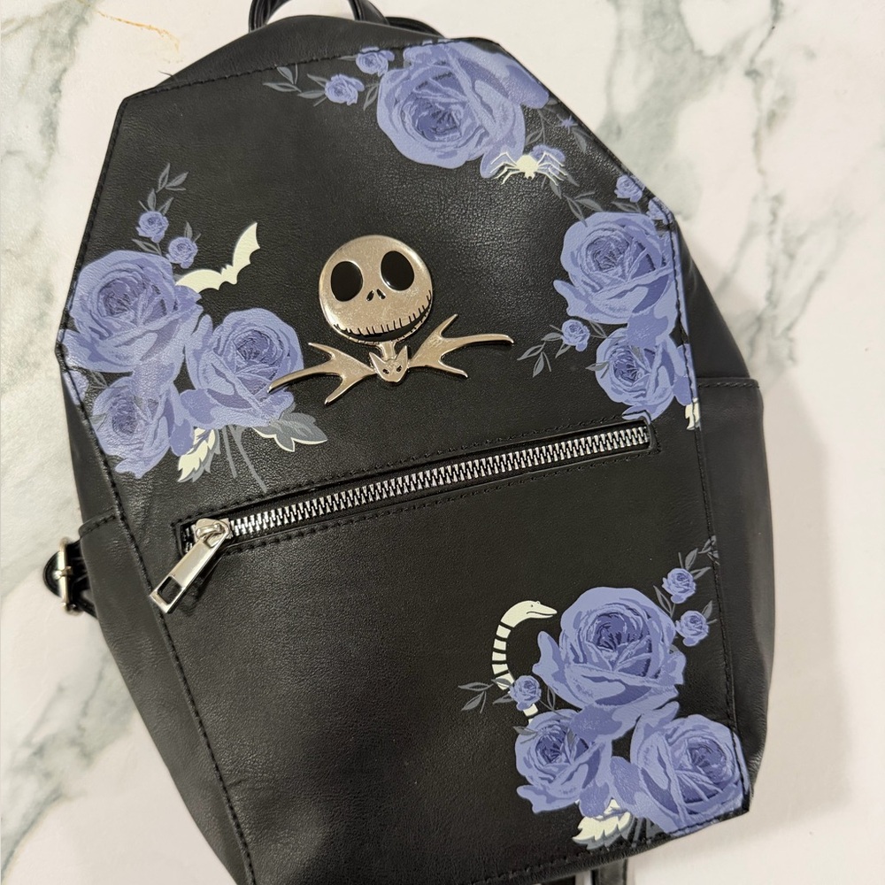 Black Floral Jack Skellington Mini Backpack